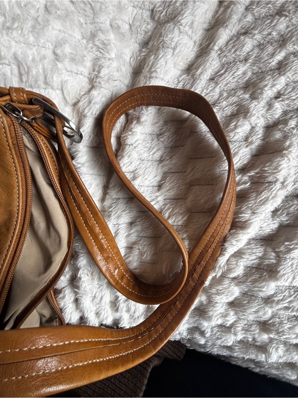 Tignanello Mustard Leather Dual Zip Crossbody Bag - Picture 6 of 10